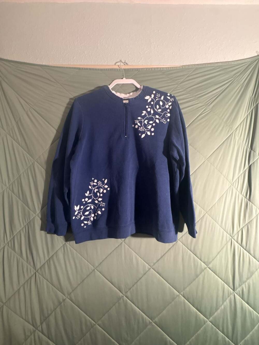 Blair Floral Zip Sweatshirt Size L Blue Layered Look